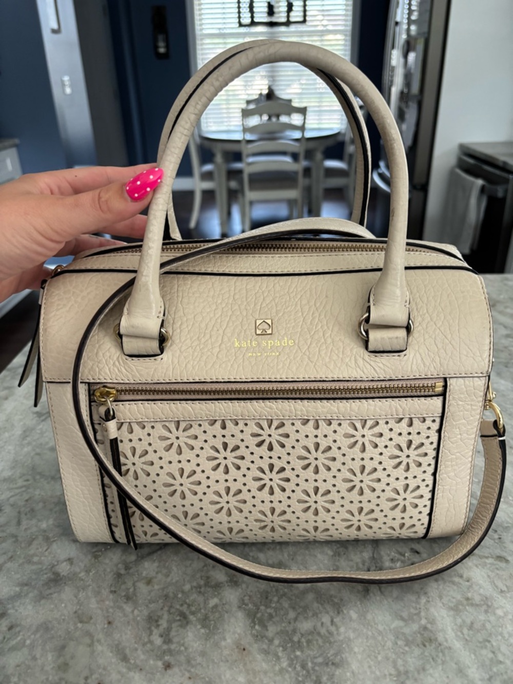 Kate Spade Beige Floral Satchel
